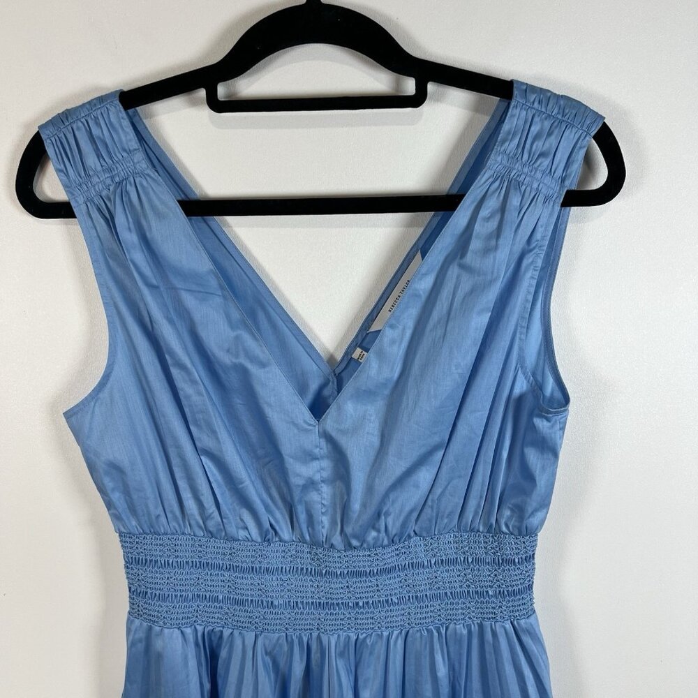 $345 Rebecca Taylor‎  Blue Smocked Waist Dress Women’s Size Medium Designer - Picture 3 of 12
